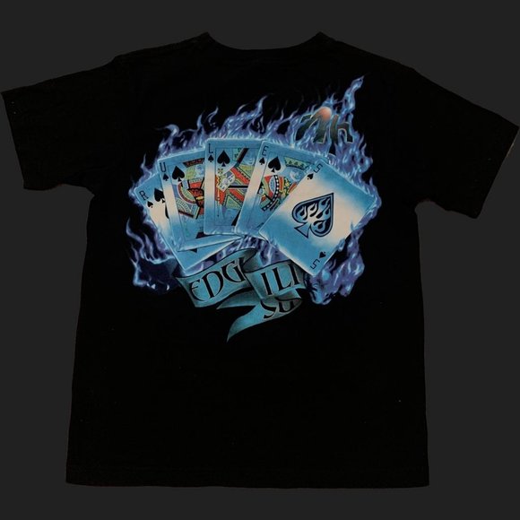 printed graphic tee playing cards w/ blue flames - Picture 2 of 2